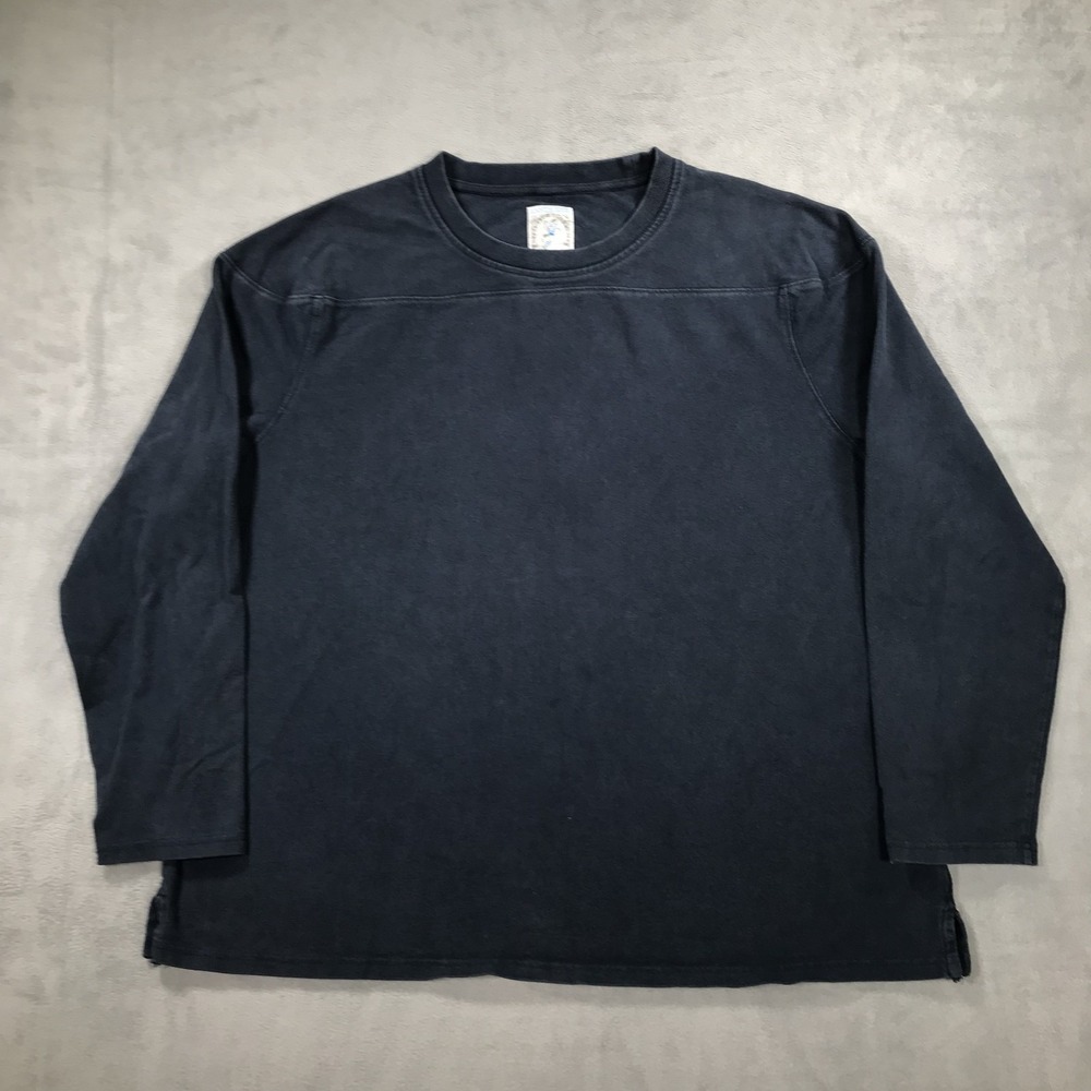 Vintage Land's End Rugby T Shirt Men's 2XL XXL Navy Blue Heavy Cotton Y2K